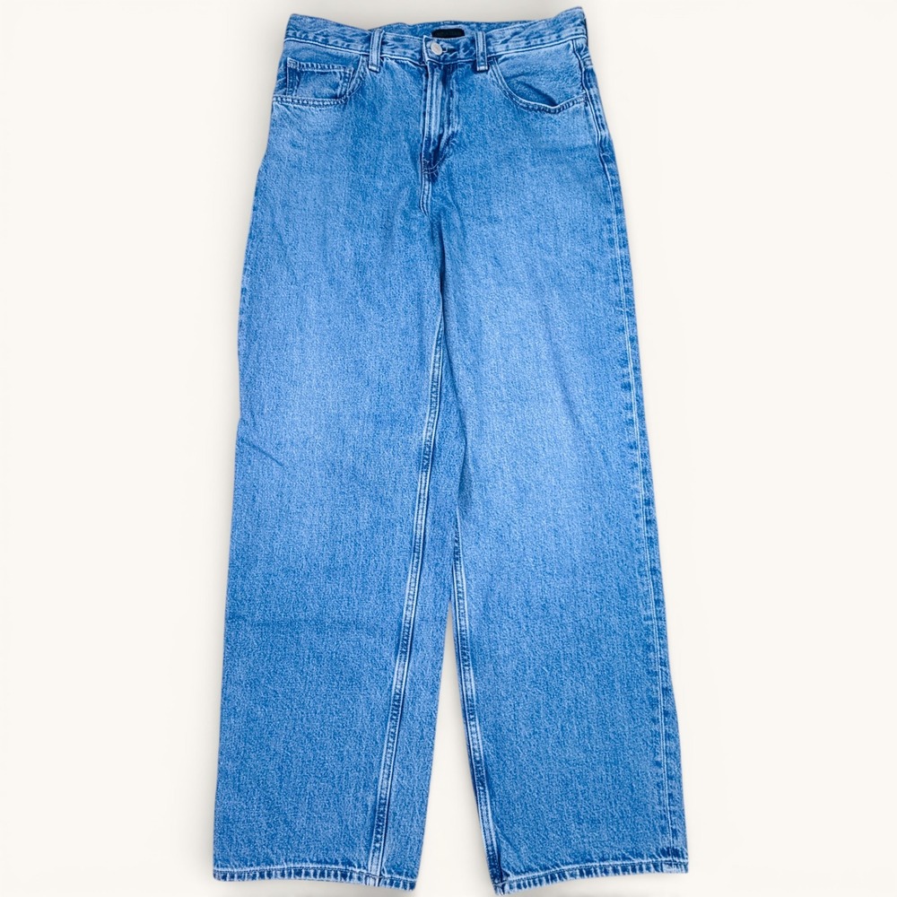 Uniglo Baggy High Waisted Womens Jeans Sz 10 Blue Medium Wash %100 Cotton Denim - Picture 2 of 13
